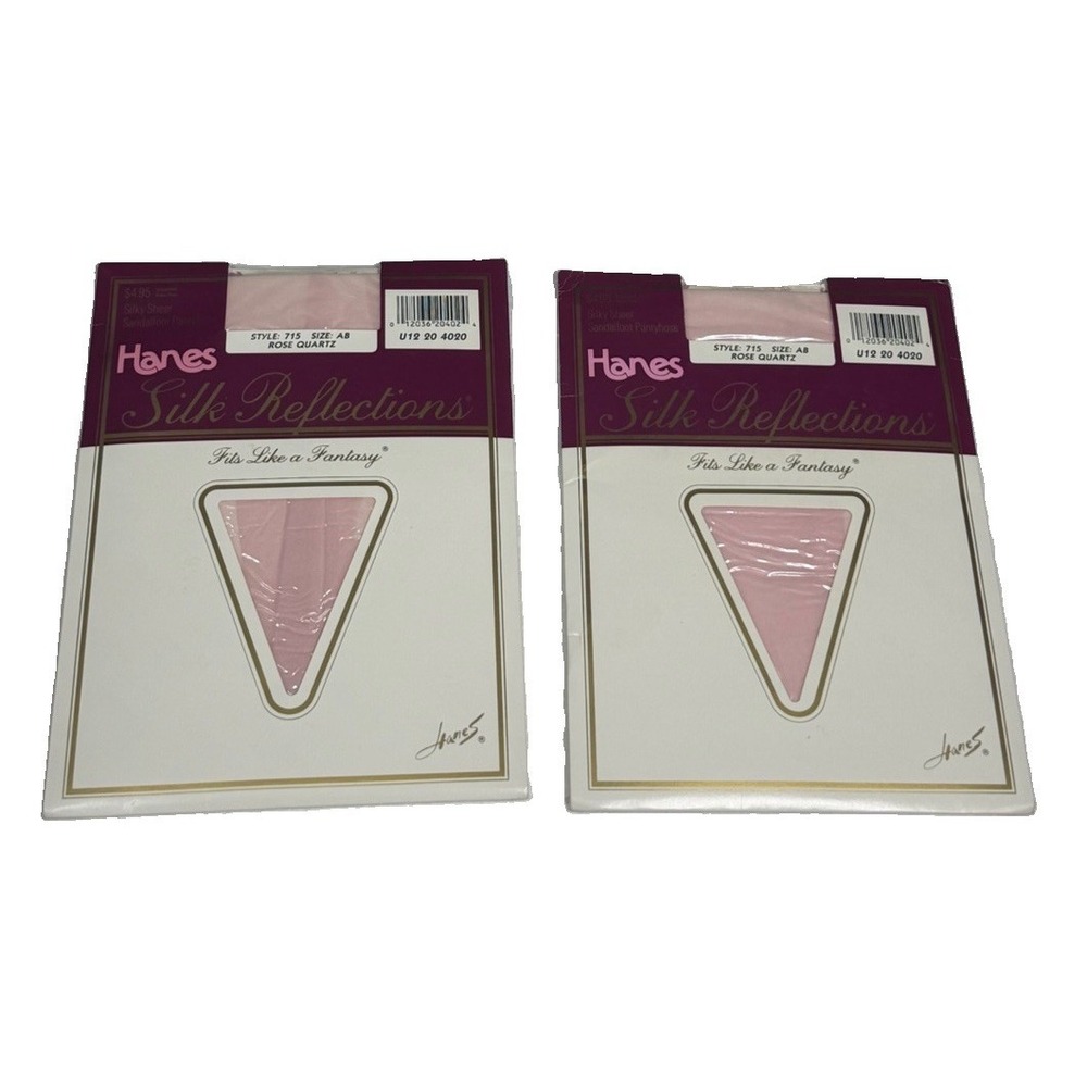 HANES SILK REFLECTIONS LOT (2) Rose Quartz Silky Sheer Pantyhose 715 AB NOS